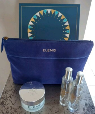 LEERE Elemis Box, Profi Kollagen Glas, Sprühflaschen, Samt volle Größe Kosmetiktasche 