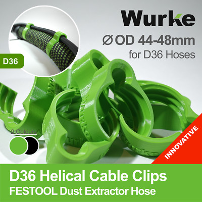 8x Helical D36 Hose Clips for Festool CTL, CTM, Dust Extractor & Plug-it Cable