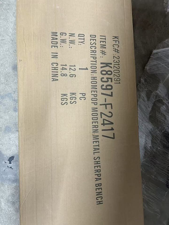 Modern Metal Faux Shearling Bench - HomePop