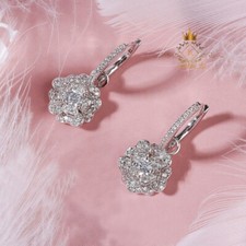 Moissanite Drop/Dangle Earrings 2.50 Carat Round Cut 14K White Gold For Women