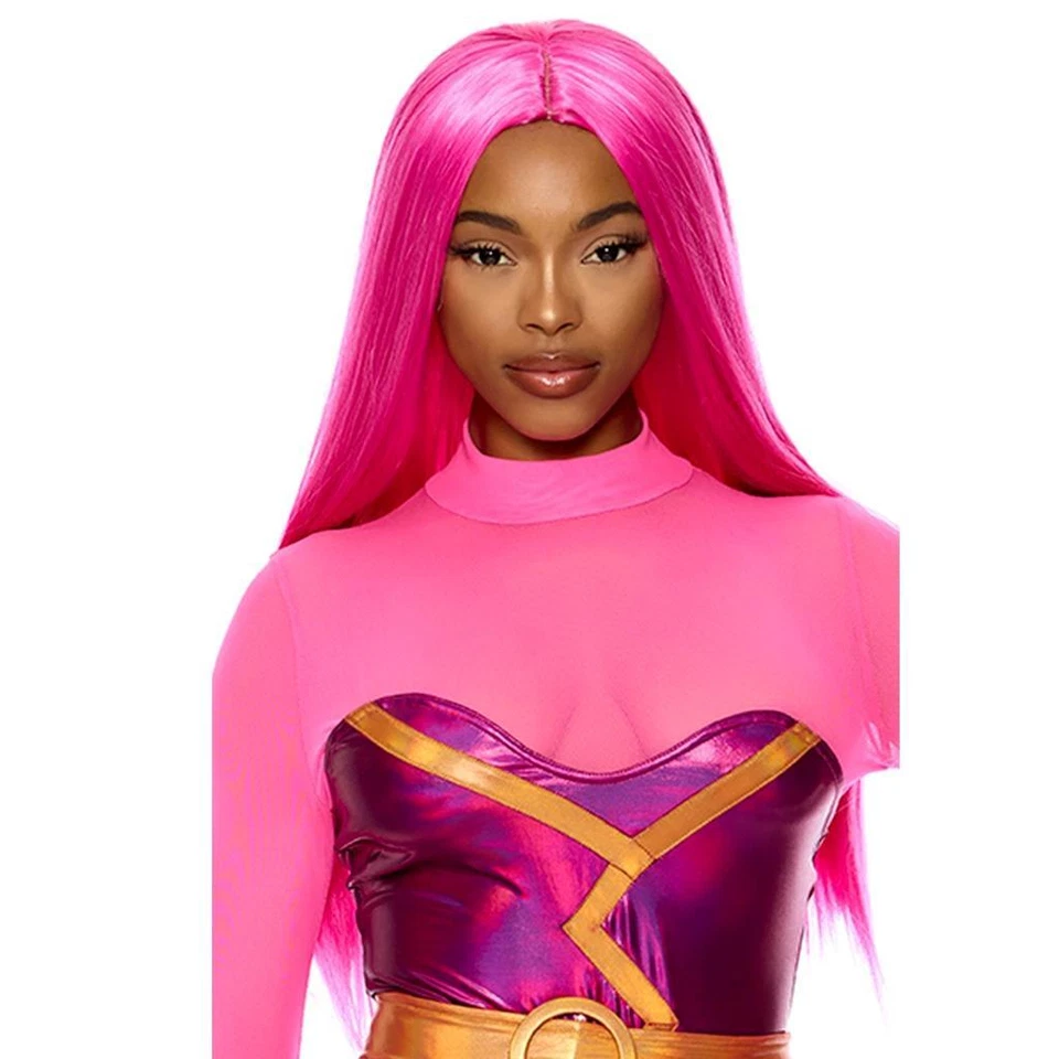 Peluca Larga Rosa Recta Parte Central Unisex Disfraz Fiesta Juegos con disfraces Anime 994828 Foto 3 de 4