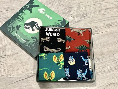 Jimmy Lion - 4 pairs Jurassic World socks men 4.5-7.5, women 6-9
