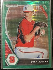 2021 Panini Prizm Draft Picks Green Pulsar Prizm Evan Justice #PDP140 Rockies