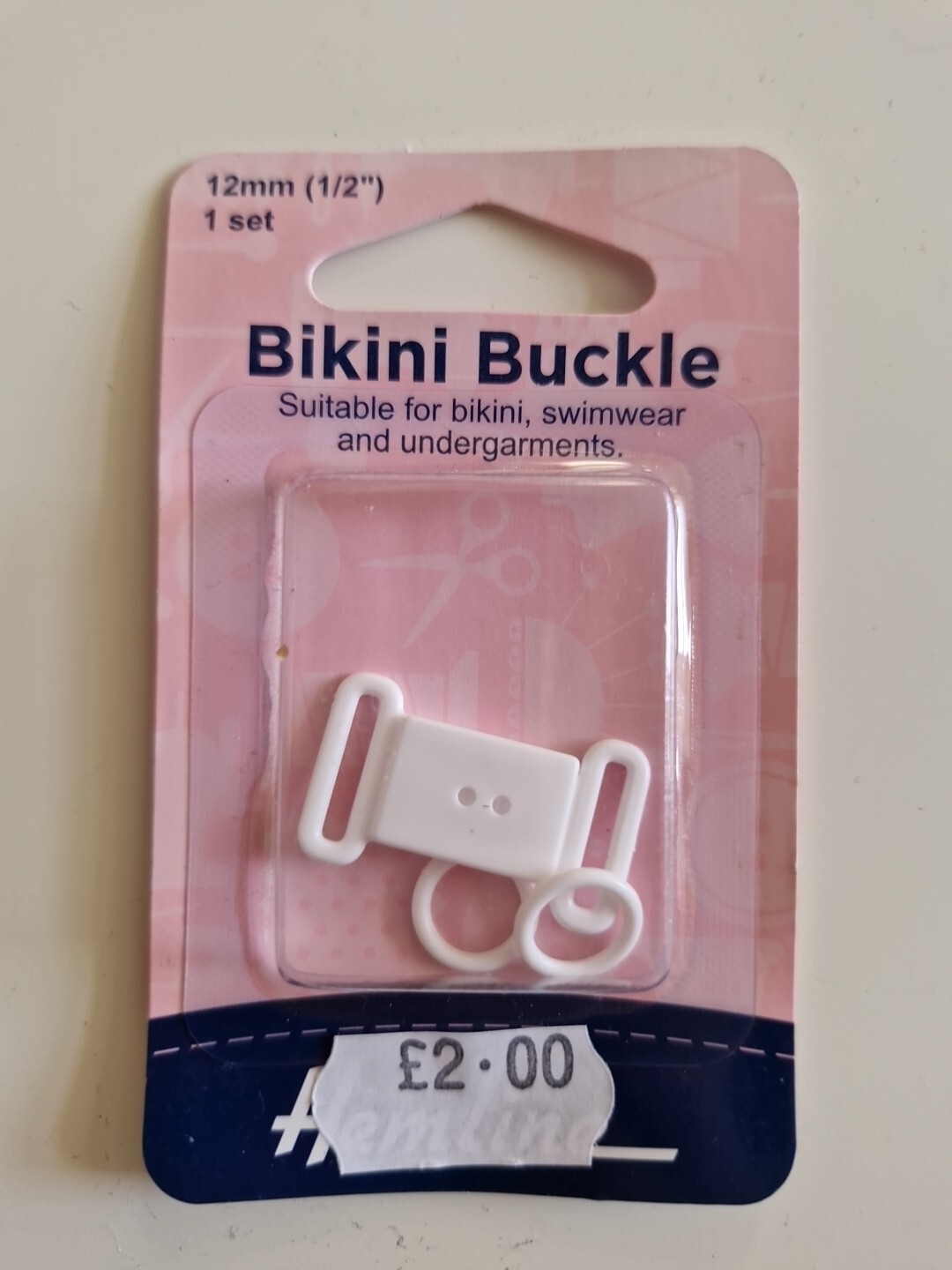 Bikini Buckle Set: White; 12mm- by Hemline - H460