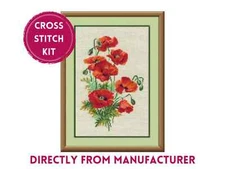 RIOLIS Counted Cross Stitch Kit 808 Wild Poppies - Red Bright Blooming Flowers