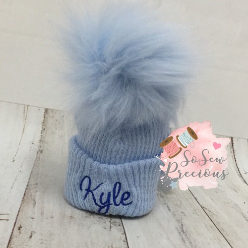 Personalisierte Baby Bommelmütze mit Bommel, Farbwahl - Bild 3 von 7