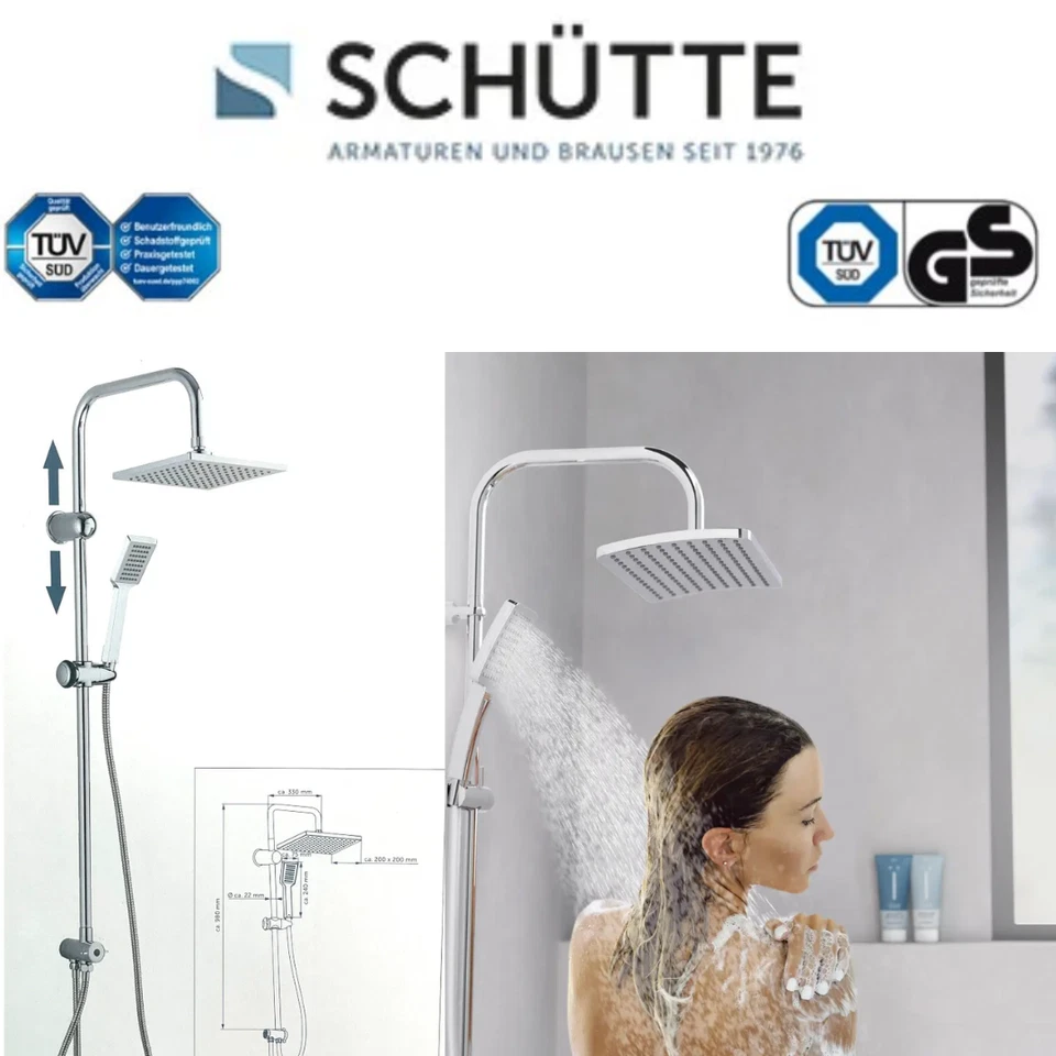 Schütte Überkopfbrause Set Chrom Duschbrause Regenbrause Duscharmatur Duschset - Bild 2 von 4