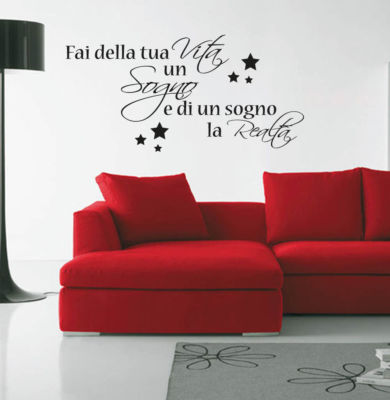 Adesivi Murali Wall Stickers Frase Fai Della Tua Vita Un Sogno Stelle 0151 Ebay