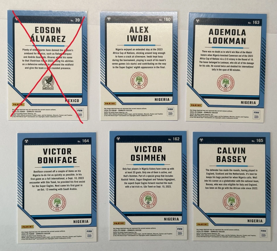 2024-25 Panini Donruss Soccer Nigeria Lot Optic/Holo Silver Boniface, Osimhen - Image 2 of 2