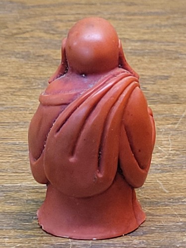 Vintage Bakelit sehr glücklich lächelnder Buddha Figur klein Mini 2-1/4" rot Statue - Bild 8 von 9