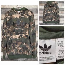 Adidas Camo Hoodie Sweatshirt Youth XL Green Pullover Casual