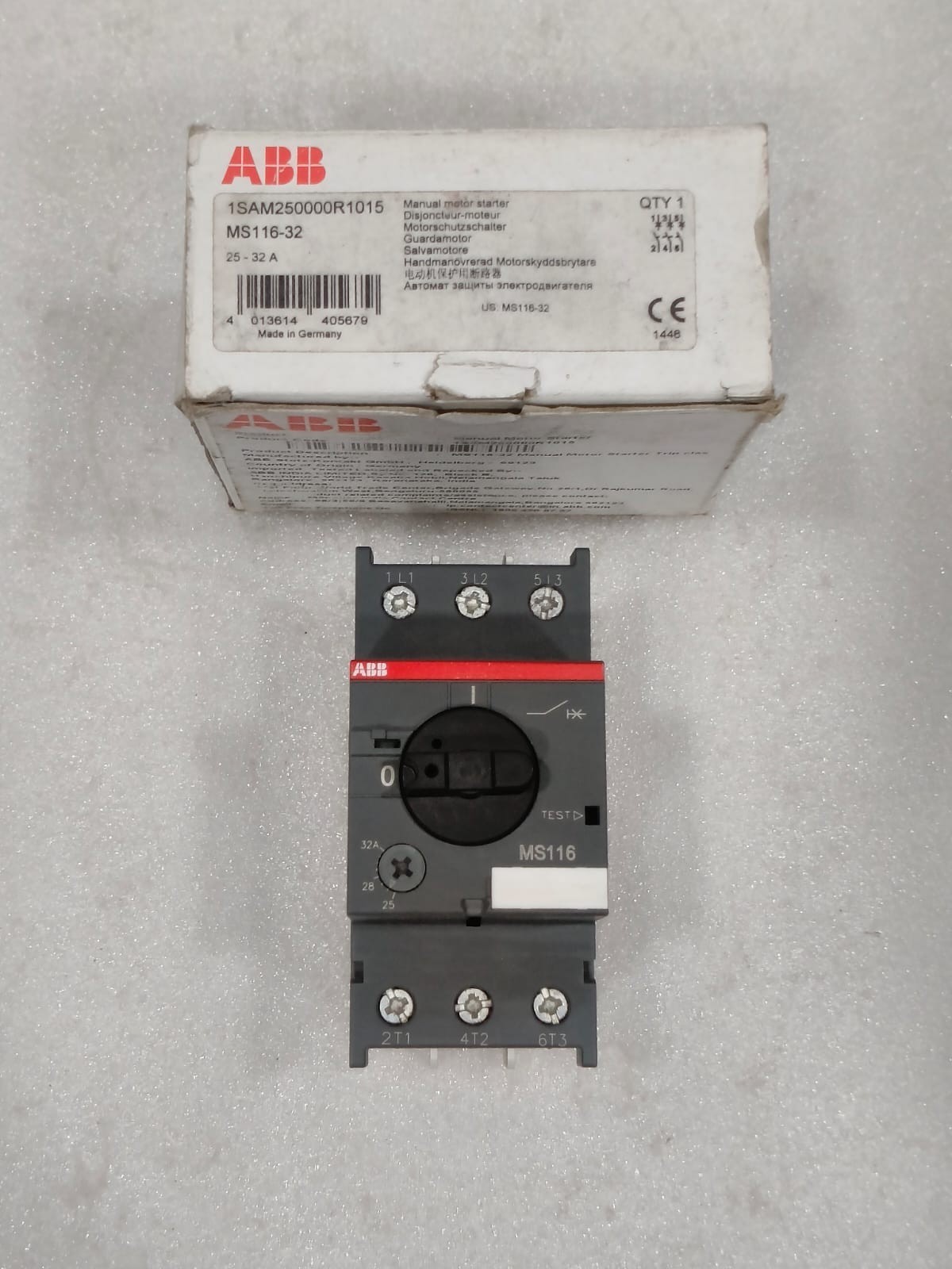 ABB 1SAM250000R1015 MS116-32 MANUAL MOTOR STARTER 25-32A 3P NEW-OPEN BOX
