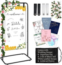 Welcome Sign for Wedding, Adjustable Gold/Black/White Sign Stand, Indoor/Outdoor