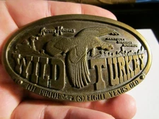 1974 AUSTIN NICHOLS WILD TURKEY KENTUCKY BOURBON BELT BUCKLE HEAVY - GW-4