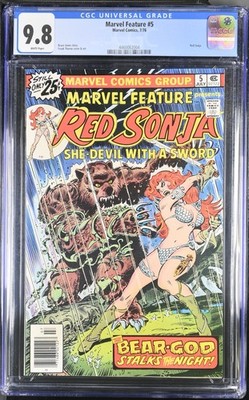 Marvel Feature #5 CGC 9.8 -NM/MT - WP - Red Sonja - 1976