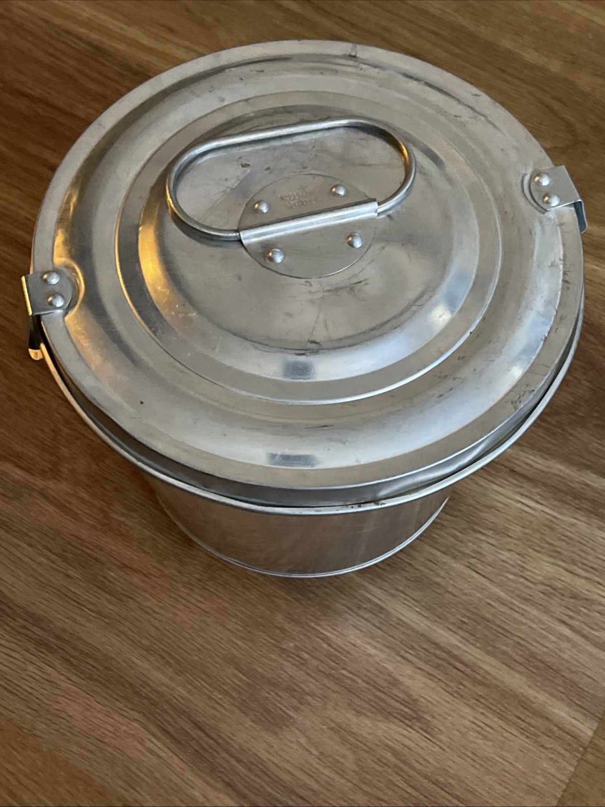 Vintage Tin Bundt Cake Baking Pan Jello Mold with lid West Germany Farmhouse