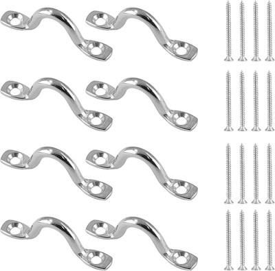 Bowkin 8Pcs M5 Pad Eye Straps Stainless Steel Kayak Deck Loops Tie down with 16