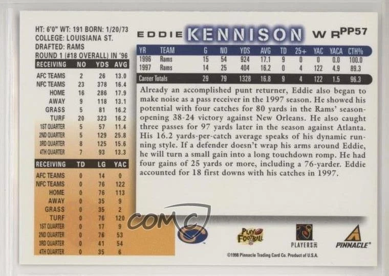 1998 Score Showcase Series Artist Proof Eddie Kennison #PP57 - Image 2 of 2