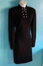 St. John Evening Basics Black Knit Dress Size M / 8 with Silvertone Buttons