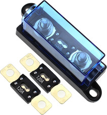 1-Way AMG Mega Fuse Holder 100A with 2 Pcs ANM Bolt-On Fuse 120A for Cars, Boat,