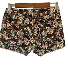 Disney Lilo Stitch Floral Colorful Vacation Raw Hem Cotton/Stretch Shorts JR 3