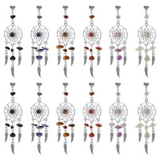 Dijes atrapasueños PandaHall 12 piezas - plata antigua, piedras preciosas 6 colores