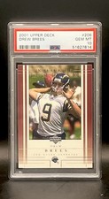 Drew Brees 2001 Upper Deck #206 RC PSA 10 Rookie Watch HOF FOOTBALL CARD!. rookie card picture
