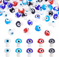 50Pcs Mushroom Handmade Lampwork Beads Cute Mushroom Glass Loose Spacer Beads 13