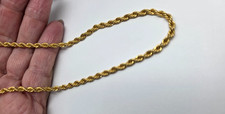 Gold Tone Metal Rope Chain 18 Inch Necklace Vintage