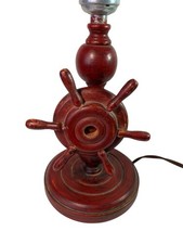 Vintage Table Lamp Wooden Ship Wheel Nautical Mid Century Cabin Decor Works