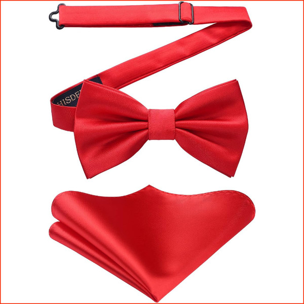 Fliege Einfarbig Mit Einstecktuch Einstellbar Smoking Hochzeit Party Herren-image