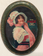 Antique Original Coka Cola Tin Tip Tray Coke Betty 1914 Passaic Metalware Co NJ