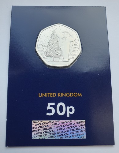 2024 Royal Mint UK The Snowman & Christmas Tree 50p Fifty BU Change Checker Coin - Picture 1 of 5