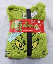 The Grinch Unisex Kid's 2-Piece Sherpa Pajama Sleep Set JL3 Green Size 8 NWT
