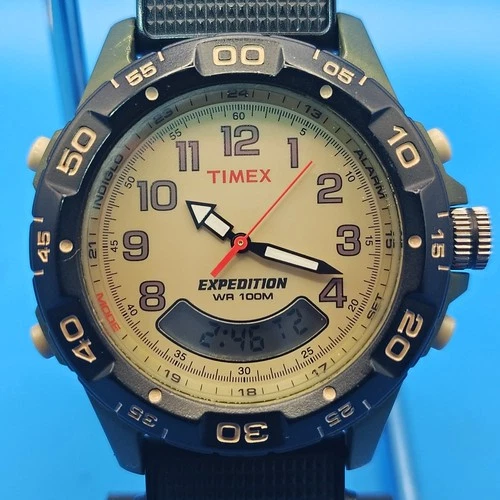 Vintage 1994 Timex Expedition Indiglo Analog/Digital Dual Time Mens Quartz Watch