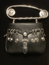 Rare GIANNI VERSACE Atelier Medusa Safety Pin 🧷 Leather Collectors Hand Bag