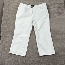 Pendleton White Trouser Pant Flat Front Women Size 12 Crop Business Casual