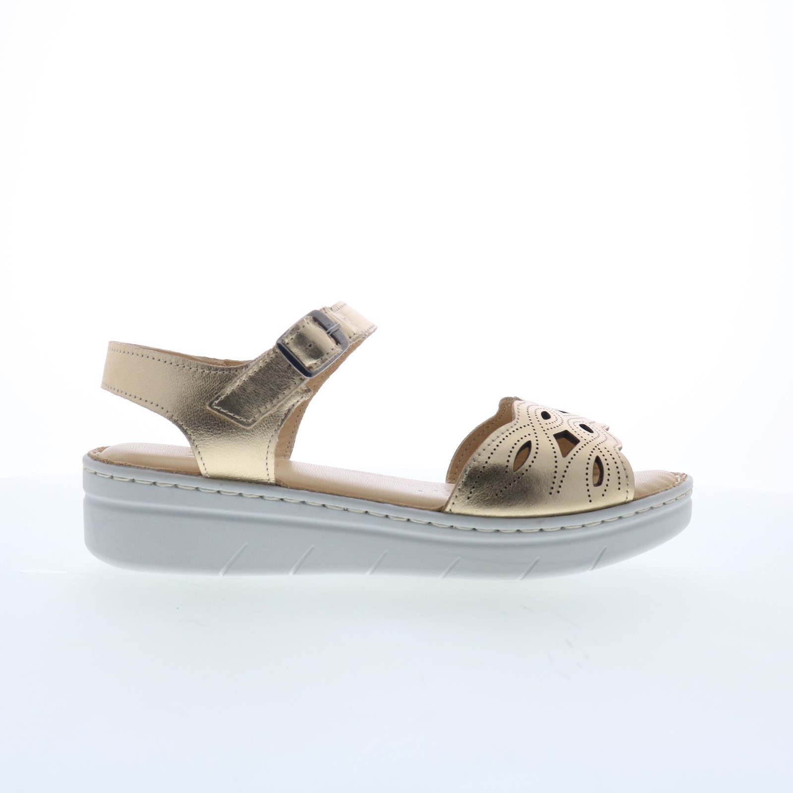 Miz Mooz Elm Womens Gold Leather Hook & Loop Strap Sandals Shoes 39