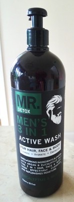 Mr Detox Mens 3 In 1 Active Wash for Hair, Face & Body EUCALYPTUS & MINT  32 oz