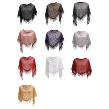 Lace Scarf with Tassels Decors Hollowed Shawl for Women Girl Various Occasion