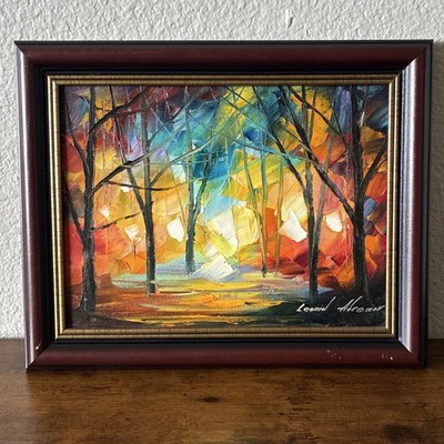 Leonid Afremov Framed Signed Oil Painting Forest Impressionism Contemporary Art