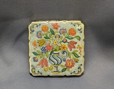 Vintage Powder Compact Stratton Floral Design Mosaic Deco