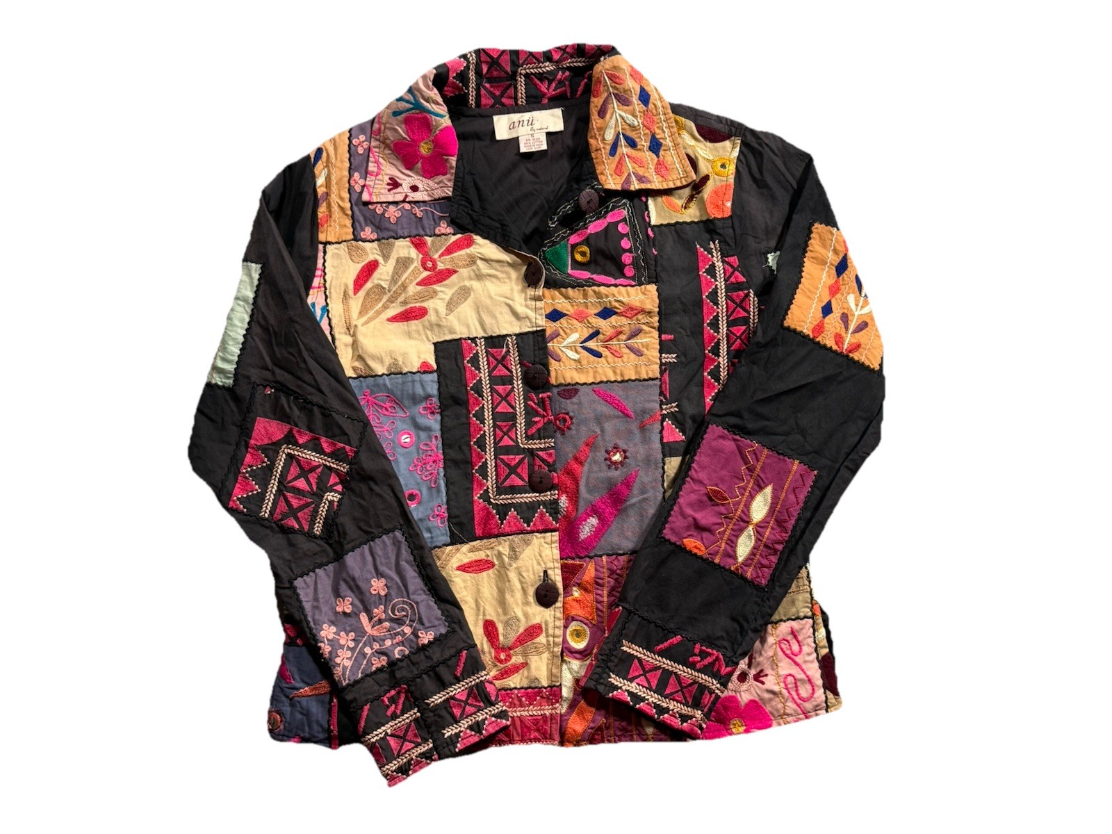 aniü by natural Patchwork Embroidered Jacket Blac… - image 1