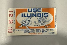 USC Vs Illinois Football Ticket 1971 Stub LA Coliseum Stadium Game