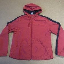 Nike Swoosh Logo Hooded Jacket Youth Medium 8-10 Red Full Zip Essentials Kids