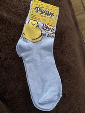 PEEPS KIDS CREW EASTER SOCKS FITS 10-4 LIGHT BLUE KICKIN IT WITH MY PEEPS NEW