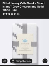 Fitted Jersey Crib Sheet - Cloud Island  Gray Chevron and SolidWhite - 2pk