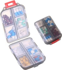 1Pack Travel Pill Organizer - 10 Compartments Pill Case, Compact and Portable Pi
