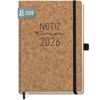 HÄFFT-VERLAG GMBH Wochen-Notiz-Timer Classic 2026 / A5 / Kork / Häfft-Verlag
