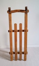 Slittino vintage in legno tipo Davos con pattini in metallo